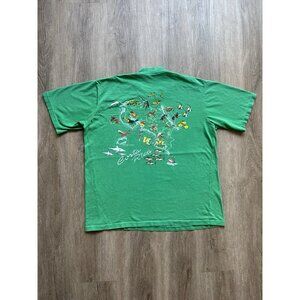 Vintage 90s Costa Rica Isla Del Coco Animals Art Single Stitch Shirt Green Rare